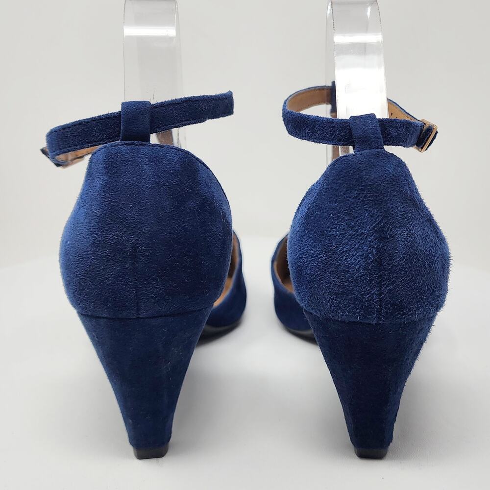 Sofft T-Strap Pumps Women 9M Blue Suede Pointed Toe Ankle Strap Heels 1540527 - Picture 6 of 11